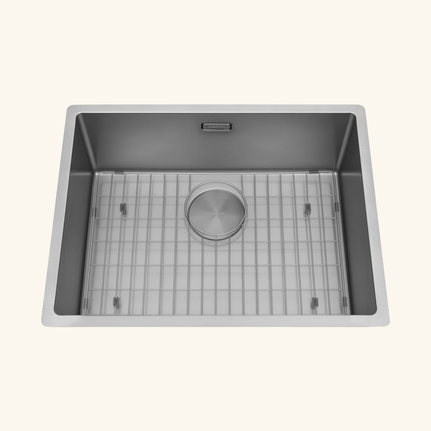 Évier sous-plan inox platinium Luisina LEGATO 1 bac 560x440 - cache bonde inclus