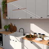 Évier timbre d'office céramique blanc LÉON 1 bac 1 égouttoir