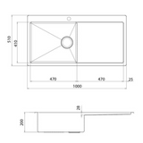 Evier inox Helika LUNY 1 grand bac 1 égouttoir droite