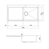 Evier inox Helika LUNY 1 grand bac 1 égouttoir gauche