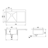 Evier inox Helika LUNY 1 bac - 1 égouttoir à droite