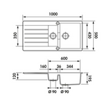 Évier granit gris anthracite Schock LOKTI 1 bac et demi - 1 égouttoir