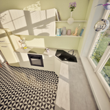 Évier d'angle granit noir LOKTI 1 bac et demi - 1 égouttoir