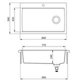 Evier granit Turtl LARGUS noir 1 bac XL 840x560