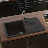 Evier granit noir métal Kümbad LYDIA 1 bac 1 égouttoir