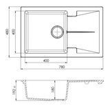 Evier granit noir métal Kümbad LYDIA 1 bac 1 égouttoir