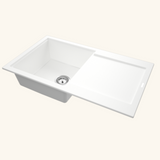 Evier granit blanc moucheté Kümbad MAGDA 1 bac 1 égouttoir