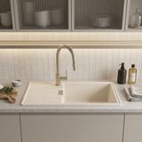 Evier granit beige Luisina MAELLA 1 grand bac 1 petit égouttoir