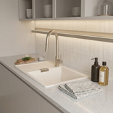 Evier granit beige Luisina MAELLA 1 grand bac 1 petit égouttoir