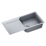 Évier granit gris clair Schock MANHATTAN 1 grand bac 1 égouttoir