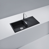 Évier granit noir Schock MANHATTAN 1 grand bac 1 égouttoir