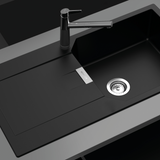 Évier granit noir Schock MANHATTAN 1 grand bac 1 égouttoir