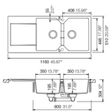 Évier granit noir Schock MANHATTAN 2 bacs 1 égouttoir