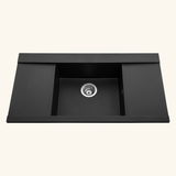 Évier granit noir Kümbad MYLO 1 bac 2 égouttoirs -