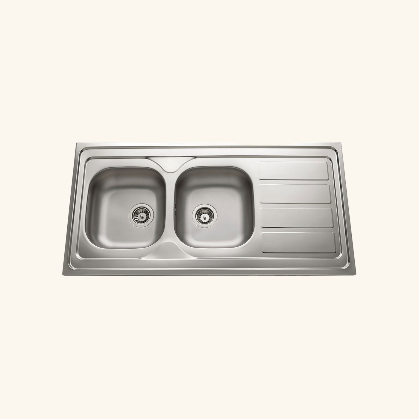 Évier bandeau à poser inox NINO 2 bacs 1 égouttoir - 120 cm pour une cuisine aménagée