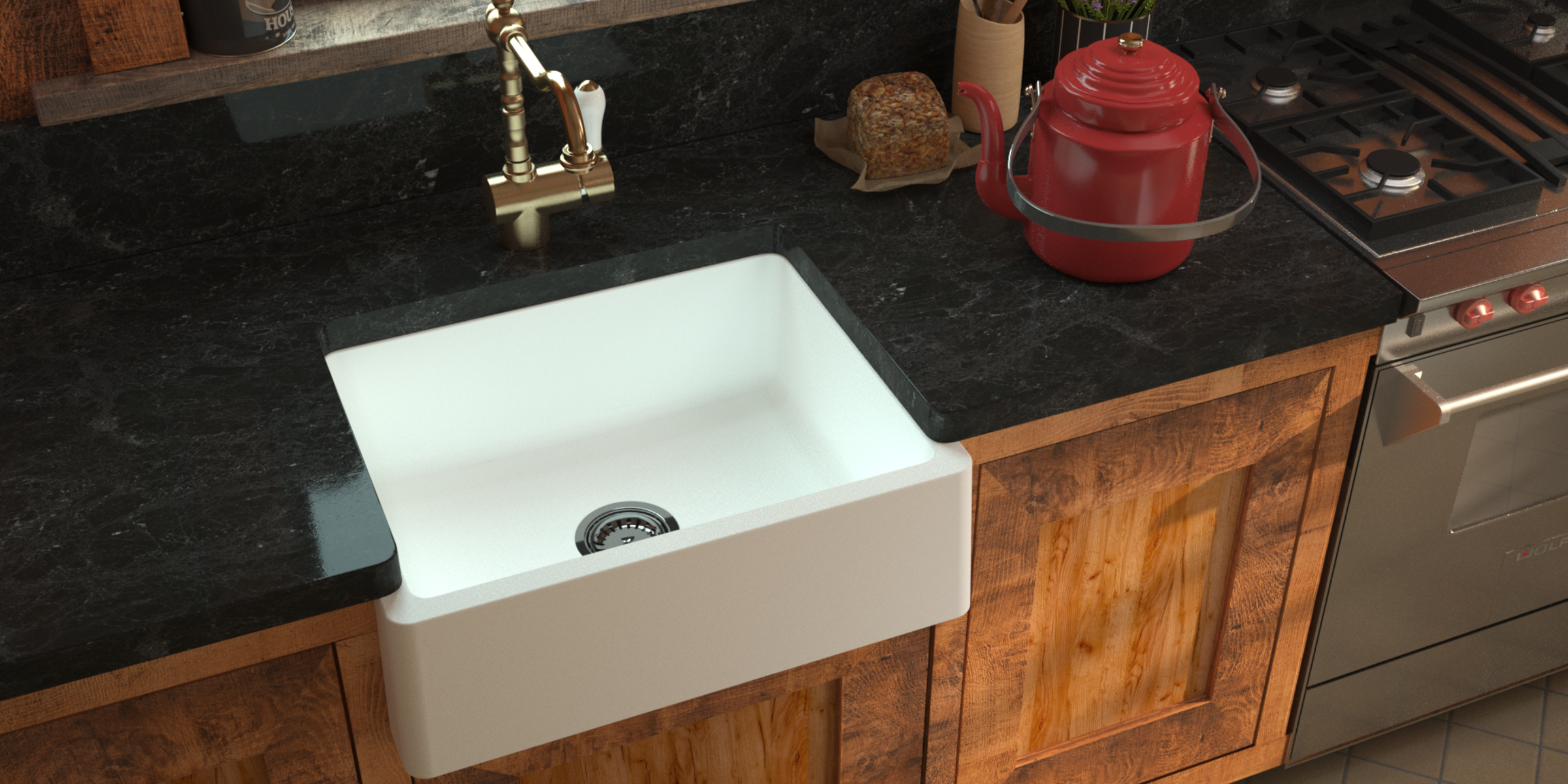 Évier timbre d'office sous-plan Kümbad NORA granit blanc 1 bac