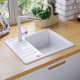 Evier granit blanc Helika NOTUS 1 bac - 1 petit égouttoir