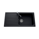 Évier granit noir Ewi OGLIO 1 grand bac 1 égouttoir