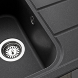 Évier granit noir Ewi OGLIO 1 grand bac 1 égouttoir