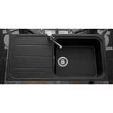Évier granit noir Ewi OGLIO 1 grand bac 1 égouttoir
