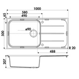 Évier granit noir Ewi OGLIO 1 grand bac 1 égouttoir