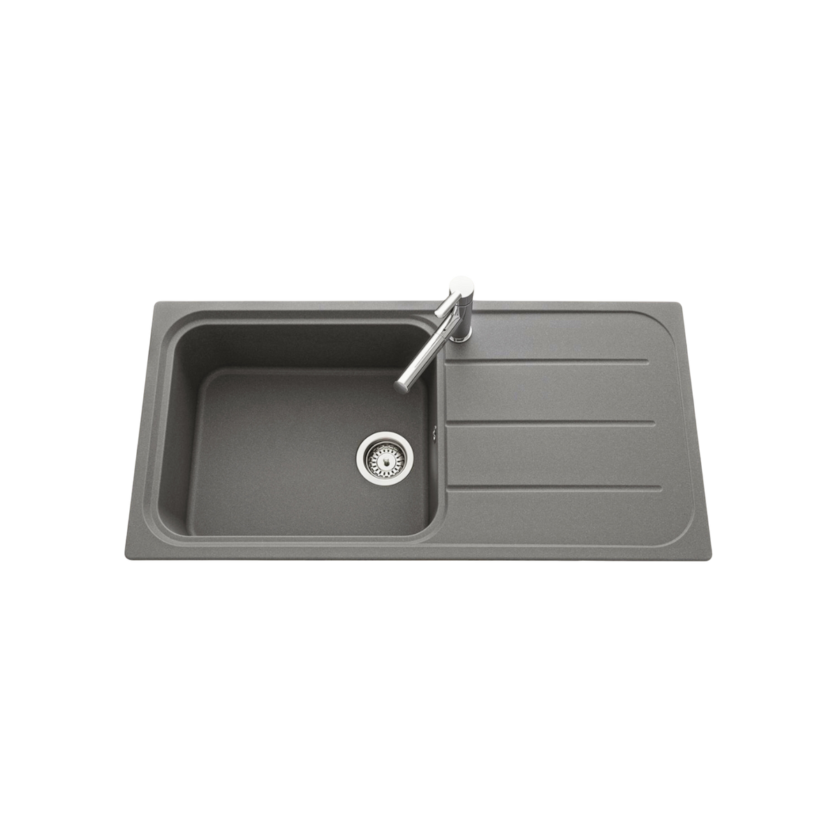Évier granit gris Ewi OGLIO 1 grand bac 1 égouttoir