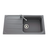 Évier granit gris Ewi OGLIO 1 grand bac 1 égouttoir