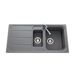 Évier granit gris Ewi OGLIO 1 bac et demi - 1 égouttoir
