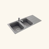 Évier granit gris Ewi OGLIO 2 bacs 1 égouttoir