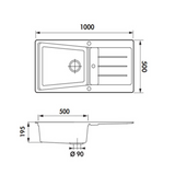 Évier granit gris Schock OPUS 1 grand bac 1 égouttoir