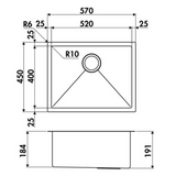 Évier inox cuivre Luisina PANDORE 1 bac 570x450