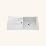 Évier résine blanc PLUTON 1 grand bac 1 égouttoir