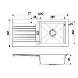 Évier résine blanc PLUTON 1 grand bac 1 égouttoir