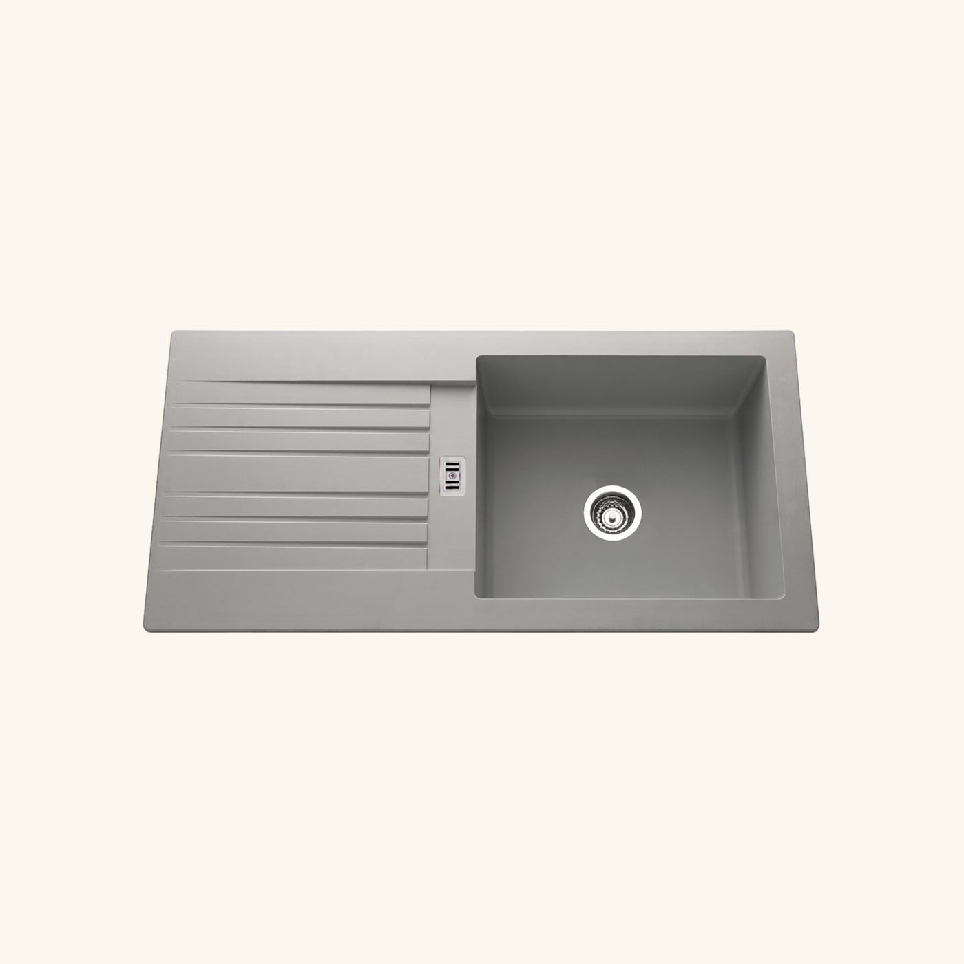 Évier résine gris béton PLUTON 1 grand bac 1 égouttoir