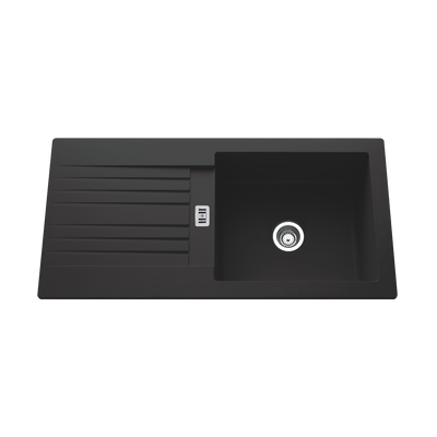 Évier résine noir PLUTON 1 grand bac 1 égouttoir