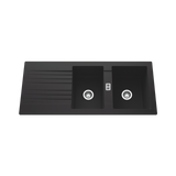 Évier résine noir PLUTON 2 bacs 1 égouttoir