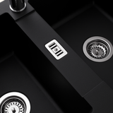 Évier résine noir PLUTON 2 bacs 1 égouttoir