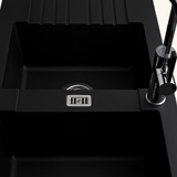 Évier résine noir PLUTON 2 bacs 1 égouttoir