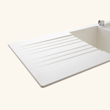 Évier résine blanc PLUTON 2 bacs 1 égouttoir