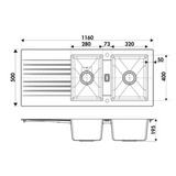 Évier résine blanc PLUTON 2 bacs 1 égouttoir