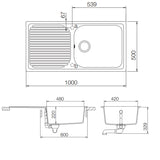 Évier granit noir Schock REGALA 1 grand bac 1 égouttoir