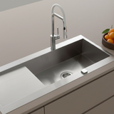 Évier inox lisse RIKAS 1 très grand bac 1 égouttoir