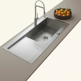 Évier inox lisse RIKAS 1 très grand bac 1 égouttoir