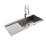 Évier inox lisse RIKAS 1 très grand bac 1 égouttoir