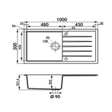 Évier granit blanc Ewi ICAUNA 1 grand bac 1 égouttoir
