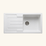 Evier céramique blanc Sanindusa RENO 1 grand bac 1 égouttoir