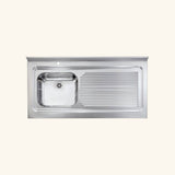 Évier professionnel à poser inox ROSSA 1 bac 1 égouttoir droite