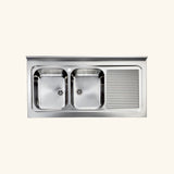 Évier professionnel à poser inox ROSSA 2 bacs 1 égouttoir droite