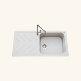 Évier granit blanc Luisina ARPEGE 1 grand bac 1 égouttoir