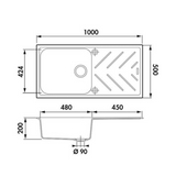 Évier granit blanc Luisina ARPEGE 1 grand bac 1 égouttoir